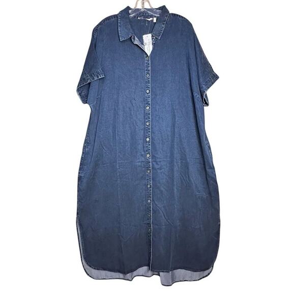 Soft Surroundings Je Veux Midi Shirt Dress Size 2X Denim Blue - Picture 1 of 16
